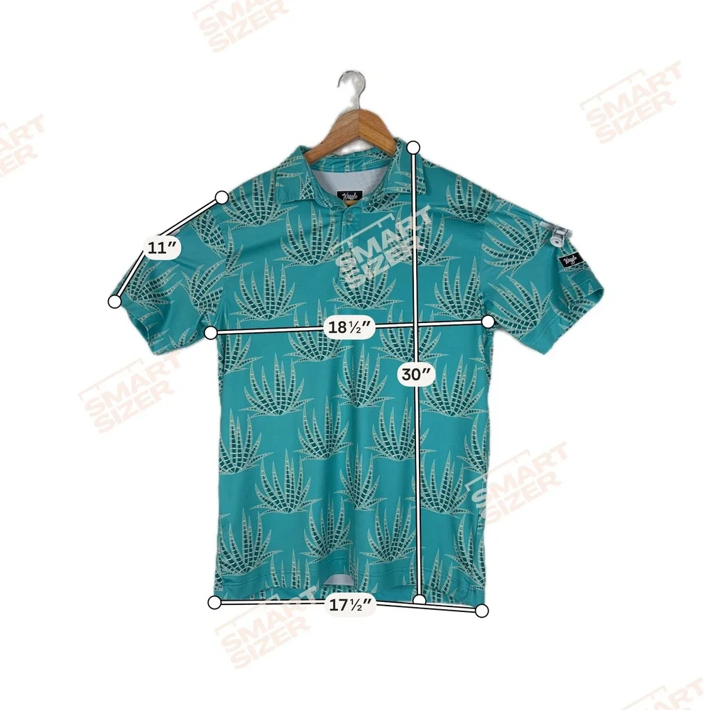 Waggle Golf Polo Mens Medium Teal Agave Print Short Sleeve Performance Shirt